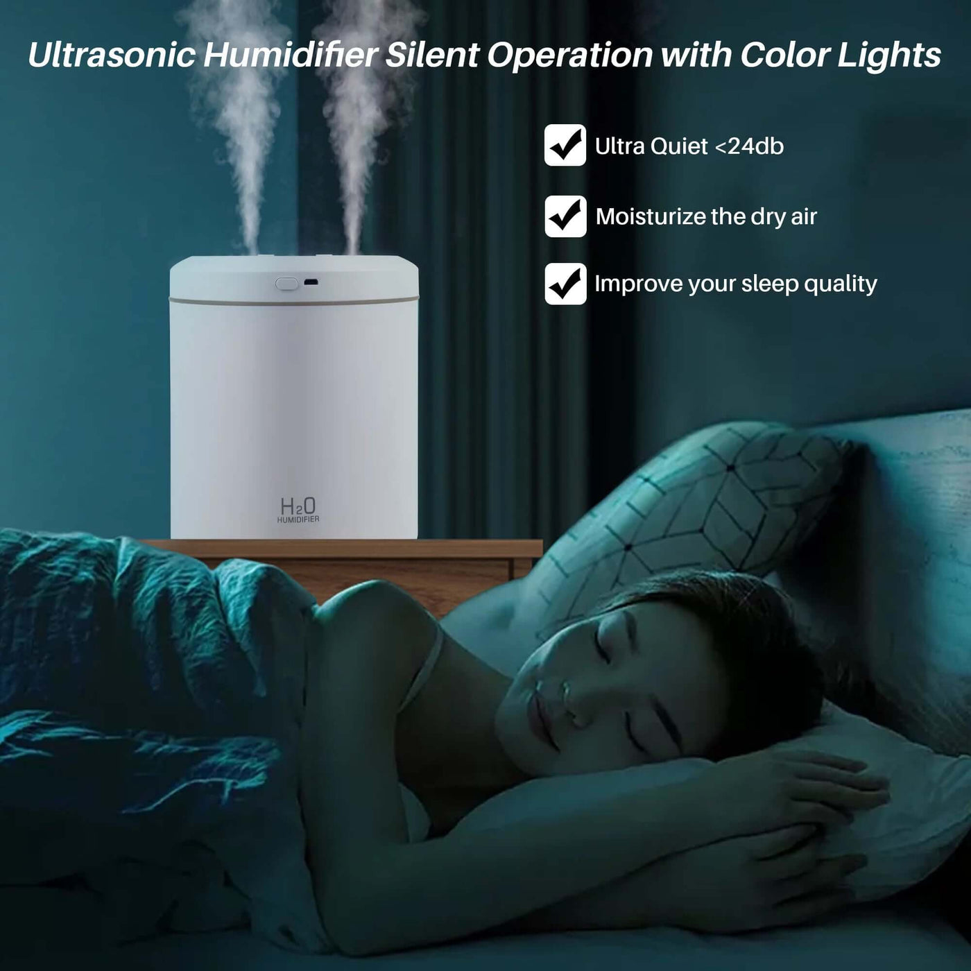 NevoMart 2L Ultrasonic Cool Mist Humidifier White
