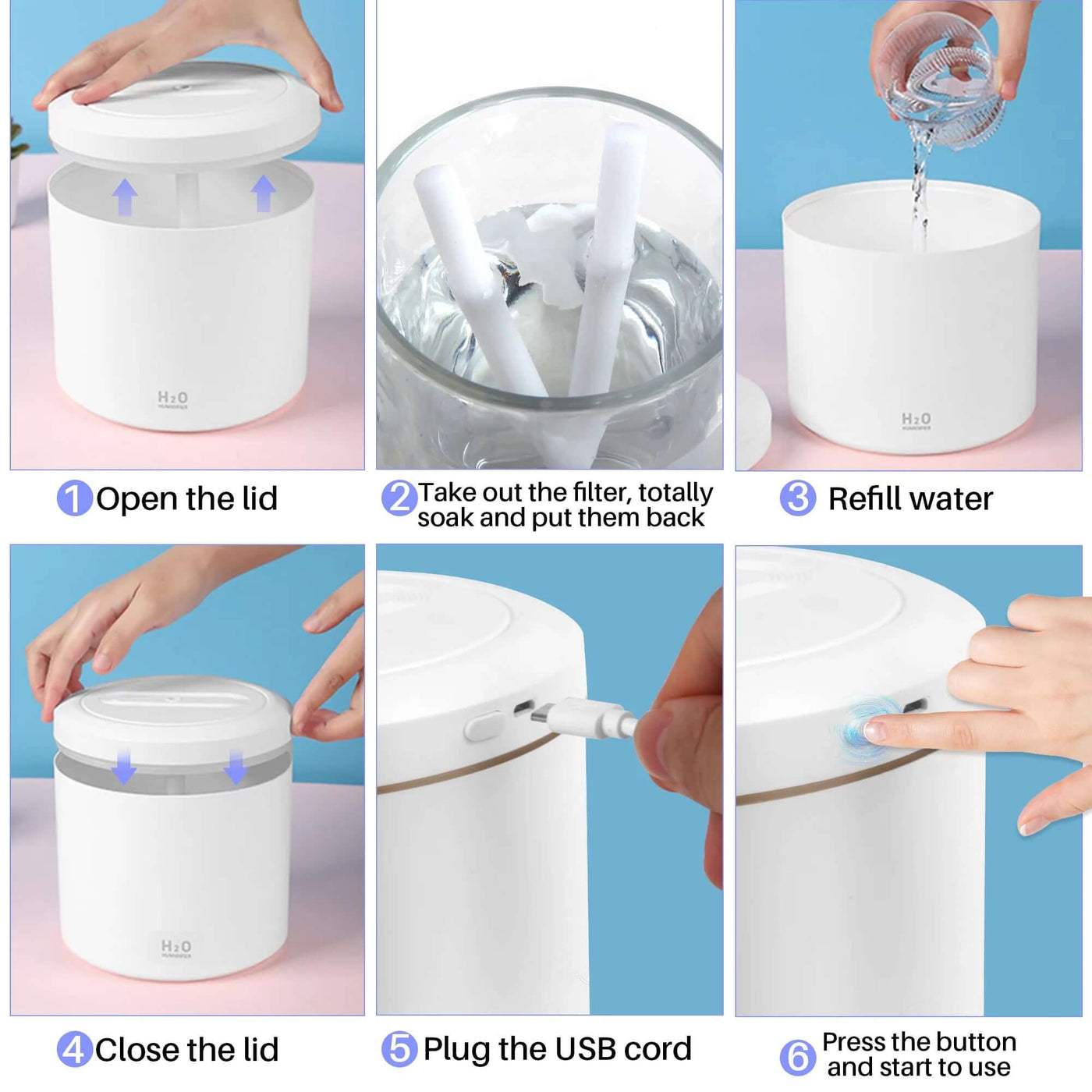 NevoMart 2L Ultrasonic Cool Mist Humidifier White