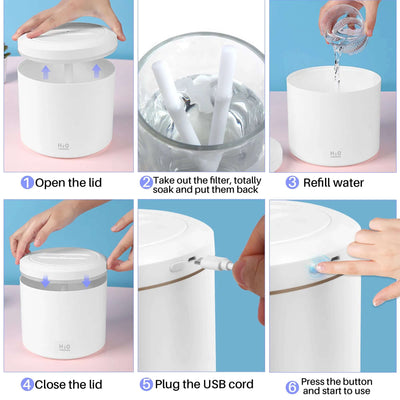 NevoMart 2L Ultrasonic Cool Mist Humidifier White