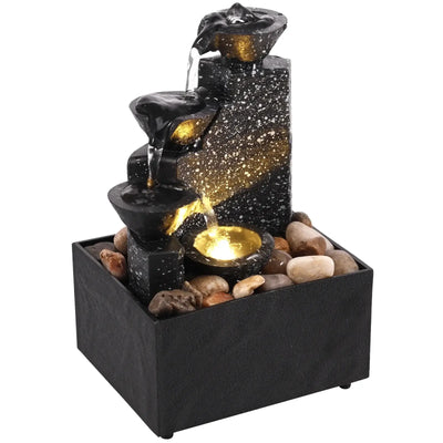 NevoMart Tabletop Waterfall Fountain with LED Lights