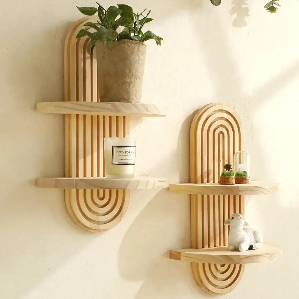 NevoMart Boho Wooden Wall Shelves – Modern Decor