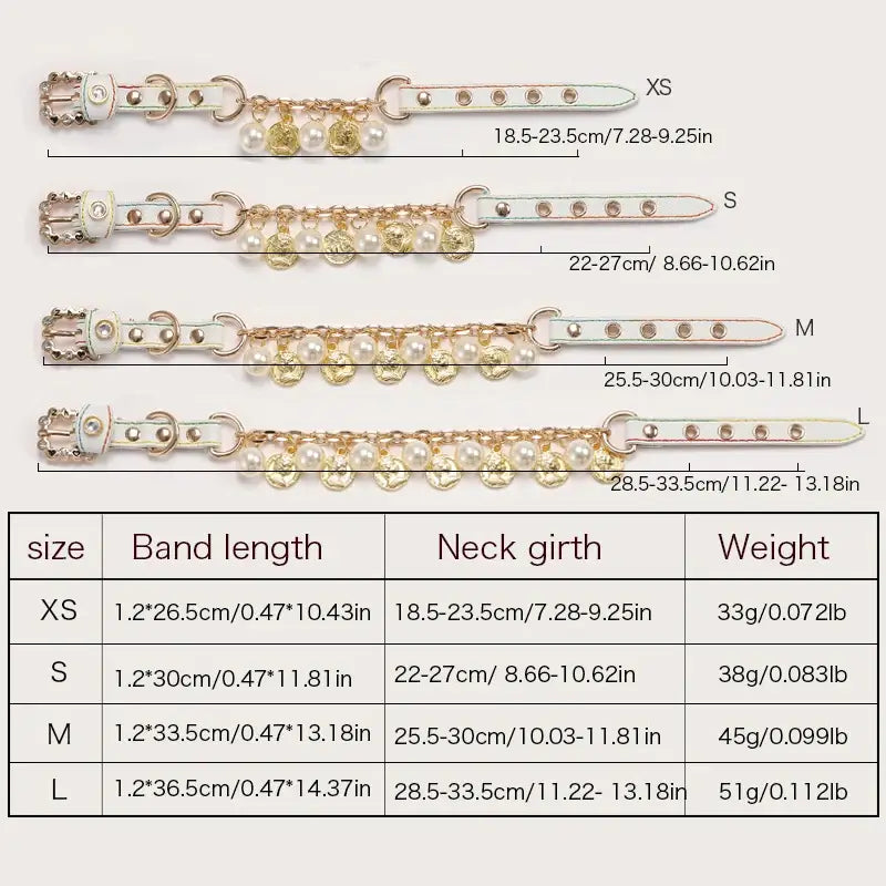 NevoMart Luxury Pearl Dog Collar with Rhinestones