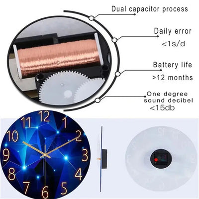 NevoMart Glass Landscape Wall Clock Bedroom Decor