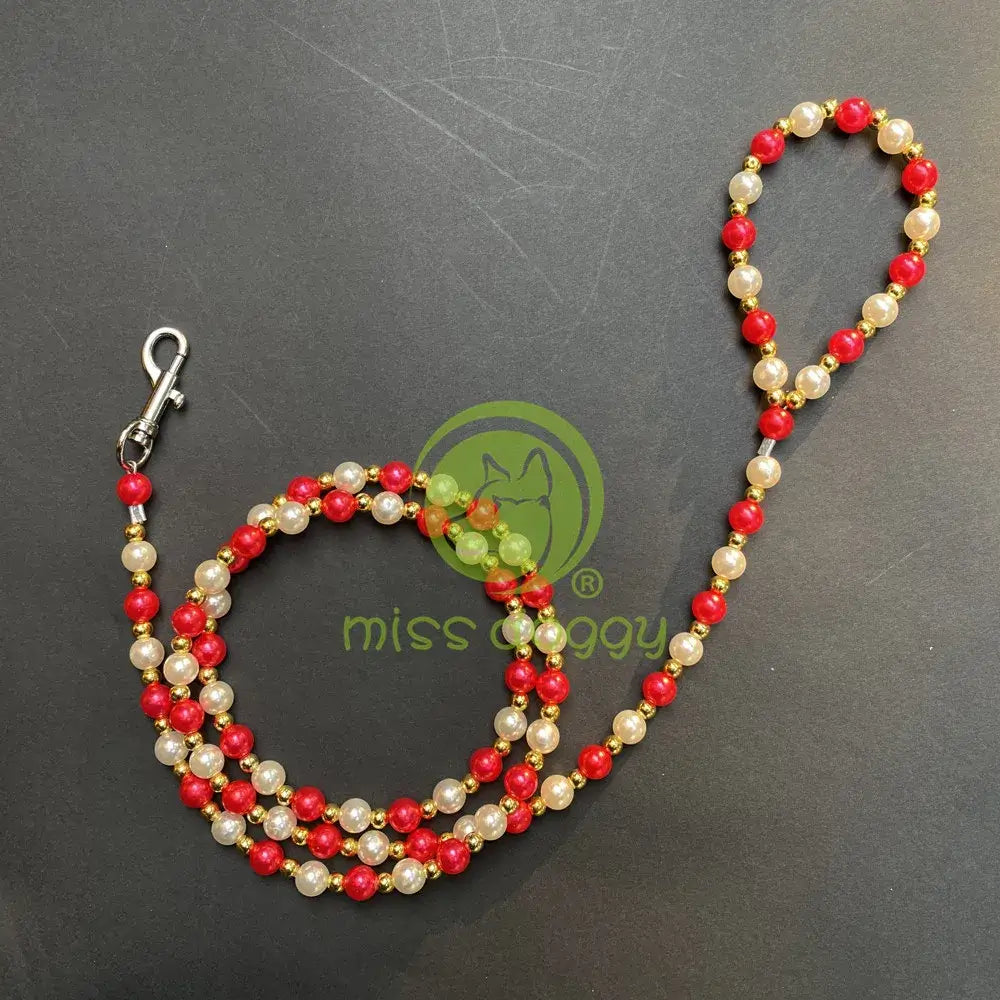 NevoMart Luxury Pearl Beads Dog Leash Chain