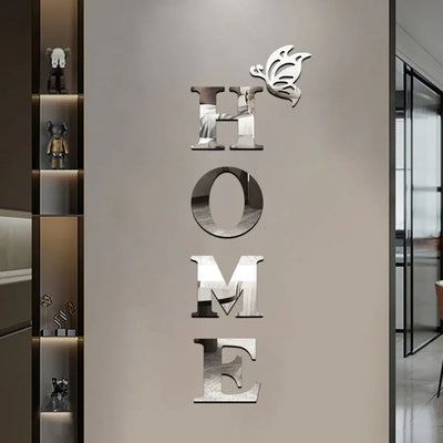 NevoMart HOME Logo 3D Mirror Wall Sticker Entrance Living Room Decoration
