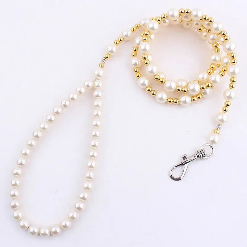 NevoMart Luxury Pearl Beads Dog Leash Chain