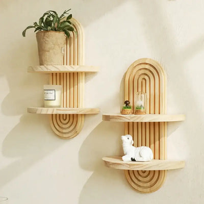 NevoMart Boho Wooden Wall Shelves – Modern Decor