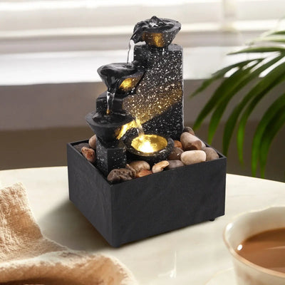 NevoMart Tabletop Waterfall Fountain with LED Lights