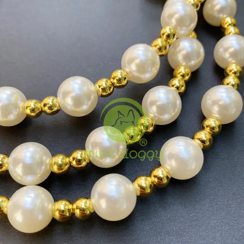 NevoMart Luxury Pearl Beads Dog Leash Chain