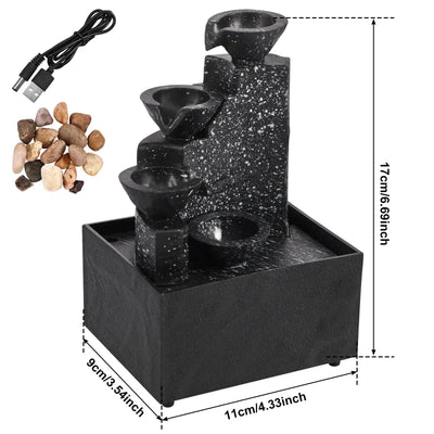 NevoMart Tabletop Waterfall Fountain with LED Lights
