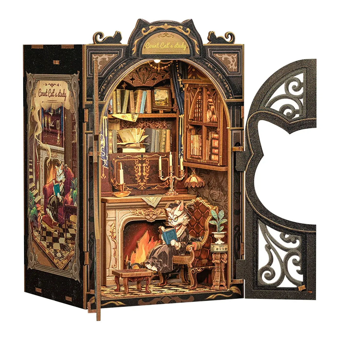 NevoMart DIY Miniature Library Dollhouse Book Nook