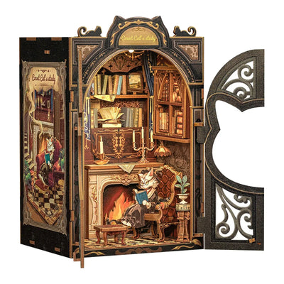 NevoMart DIY Miniature Library Dollhouse Book Nook