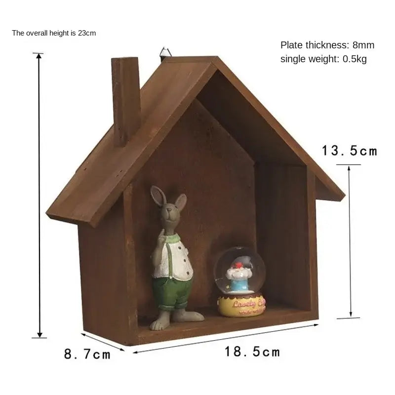 NevoMart Wooden House Shaped Wall Shelf Decor