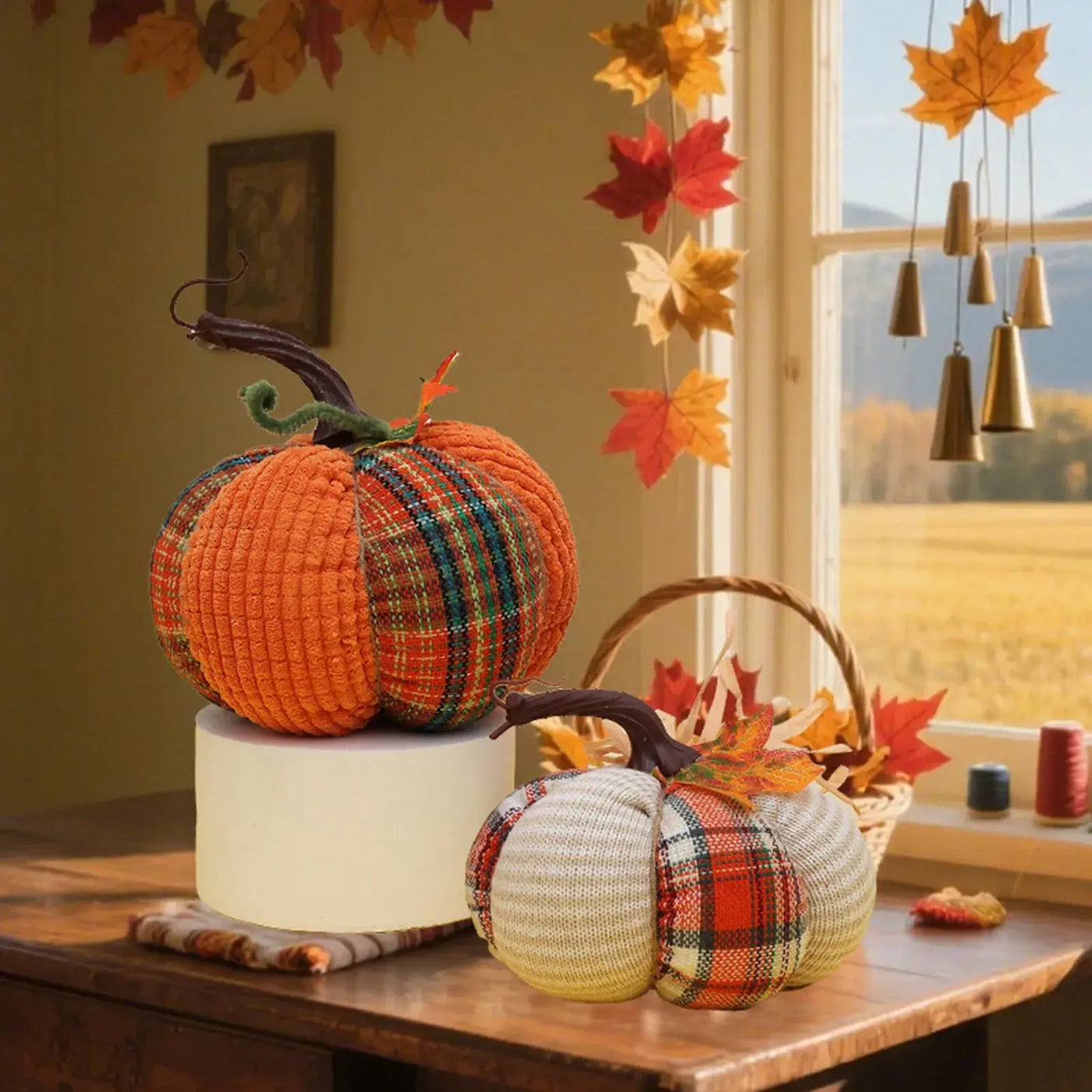NevoMart Colorful Fabric Pumpkins for Fall Decor