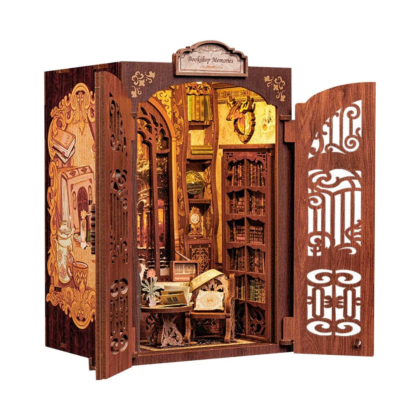 NevoMart DIY Miniature Library Dollhouse Book Nook