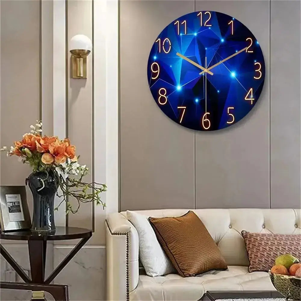 NevoMart Glass Landscape Wall Clock Bedroom Decor