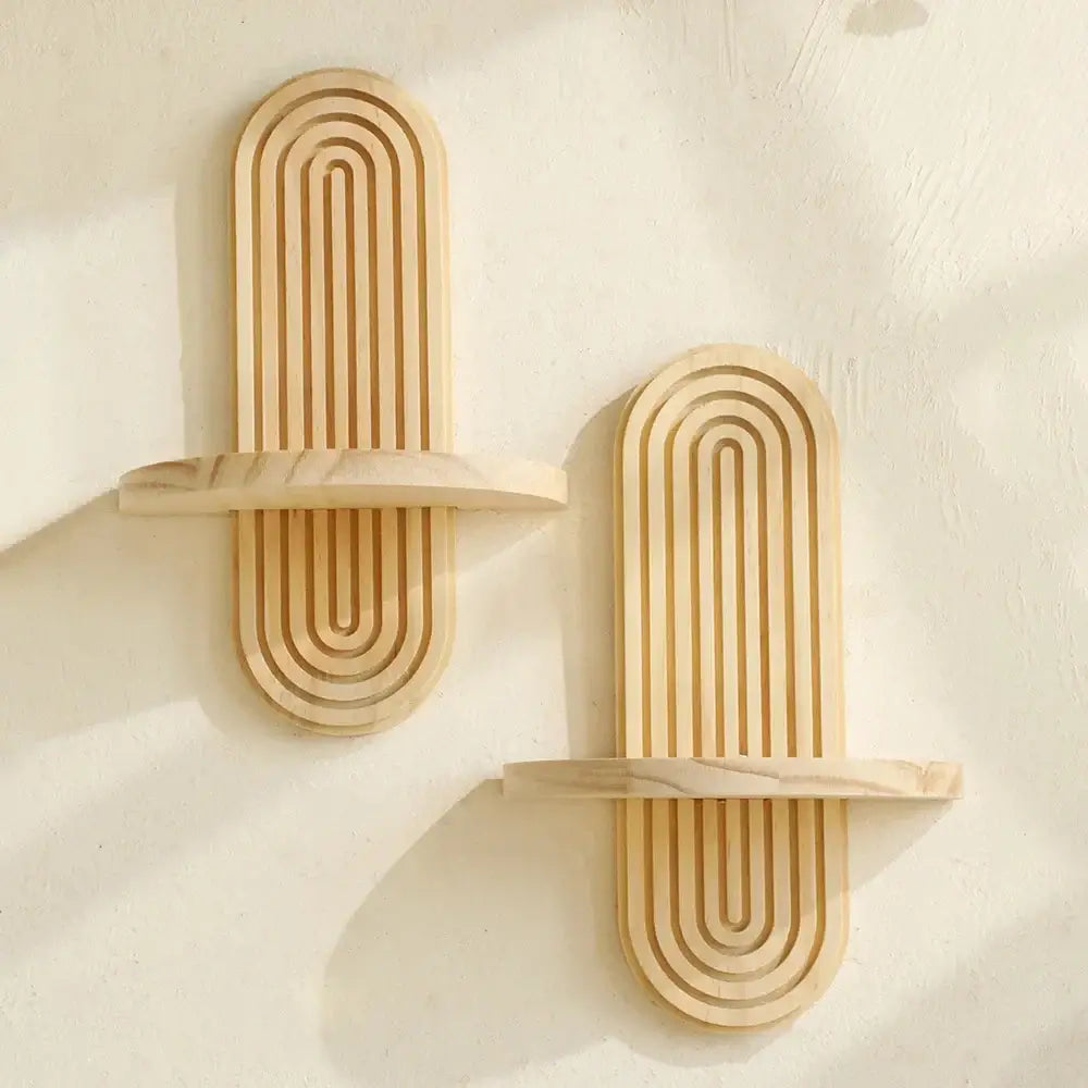 NevoMart Boho Wooden Wall Shelves – Modern Decor