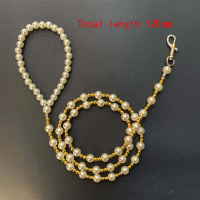 NevoMart Luxury Pearl Beads Dog Leash Chain