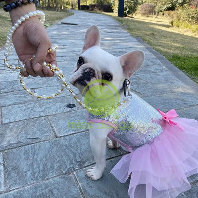 NevoMart Luxury Pearl Beads Dog Leash Chain