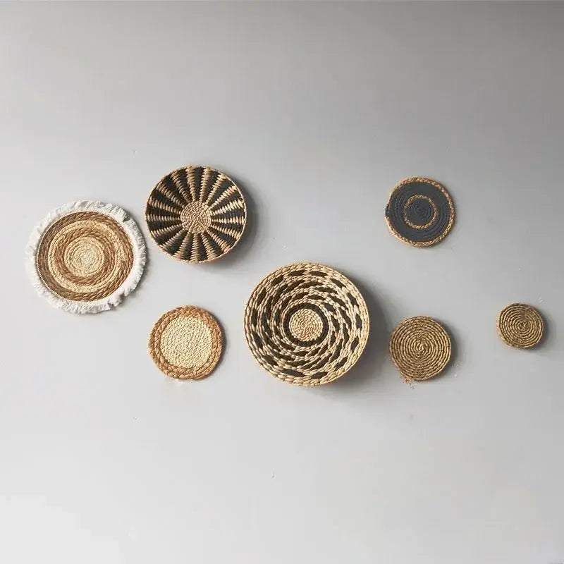 NevoMart Bohemian Handmade Woven Wall Basket Decor Set for Living Room Kitchen Bedroom