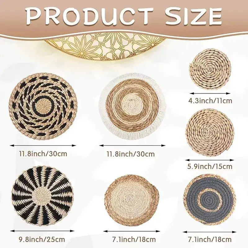 NevoMart Bohemian Handmade Woven Wall Basket Decor Set for Living Room Kitchen Bedroom