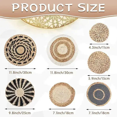 NevoMart Bohemian Handmade Woven Wall Basket Decor Set for Living Room Kitchen Bedroom