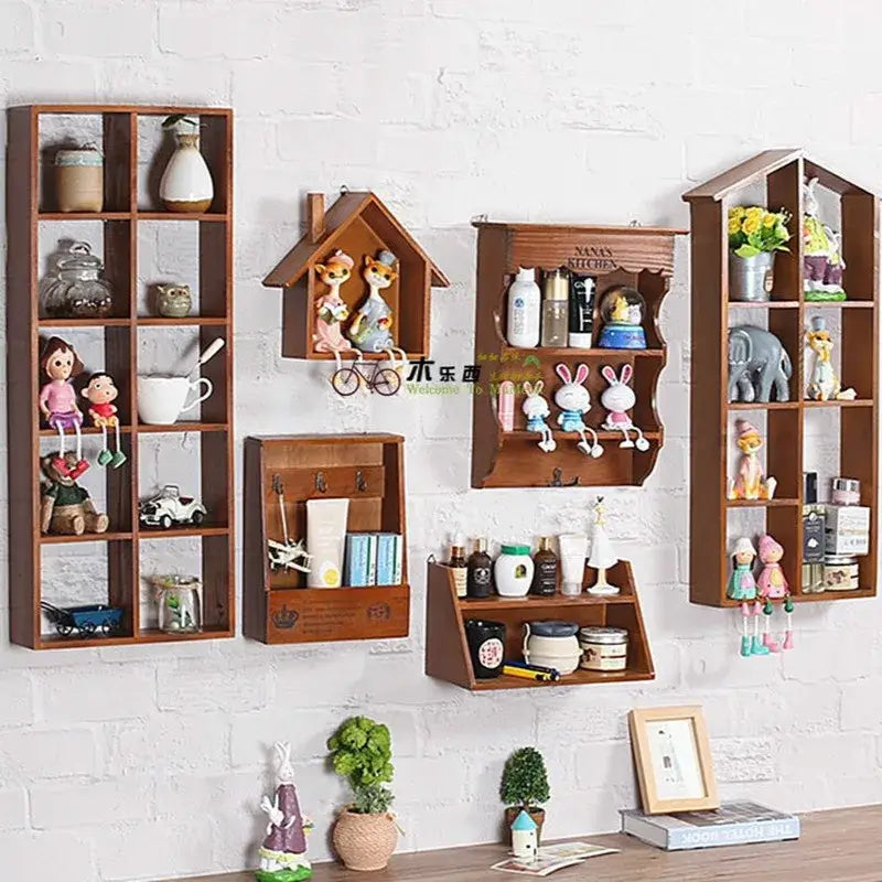 NevoMart Wooden House Shaped Wall Shelf Decor