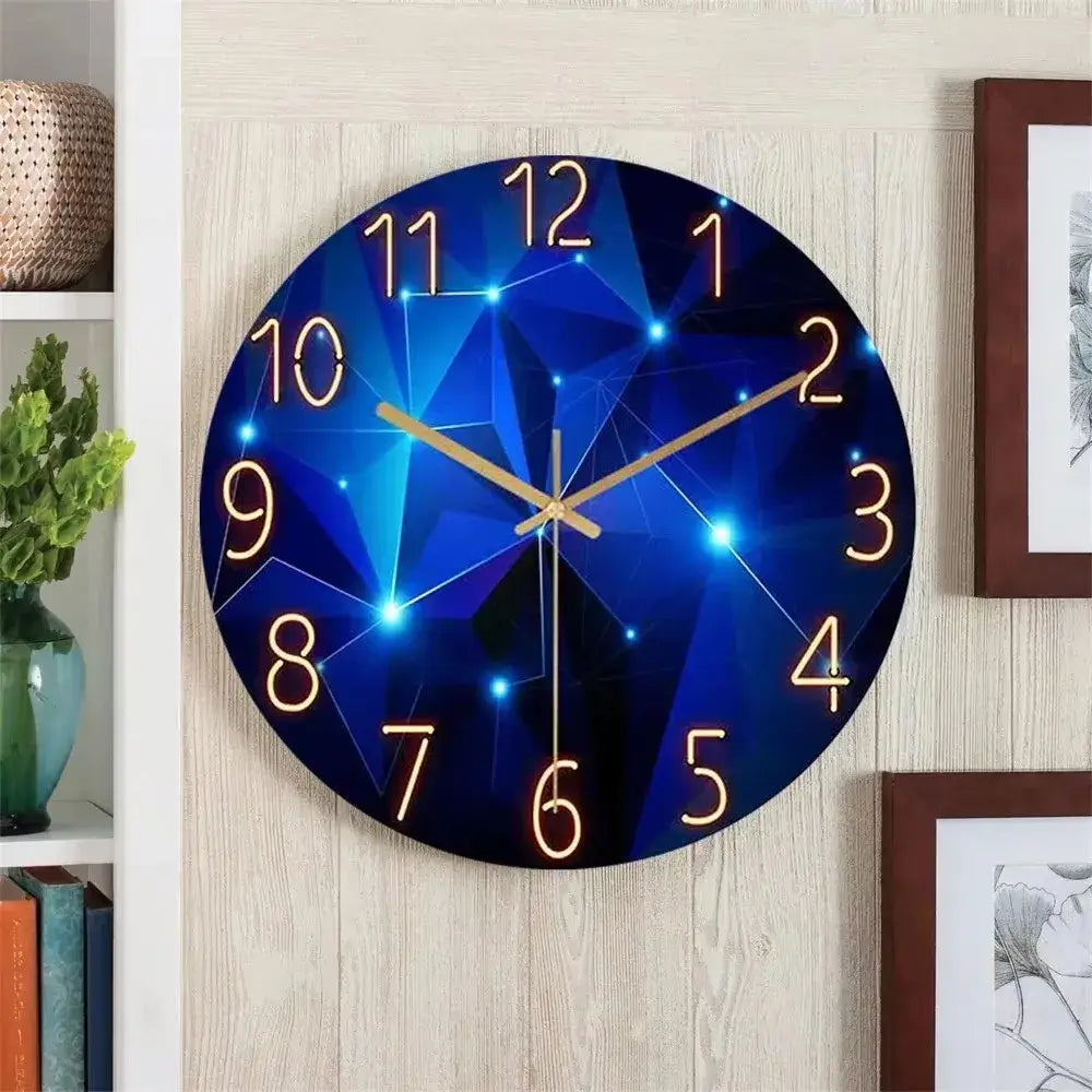 NevoMart Glass Landscape Wall Clock Bedroom Decor