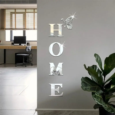 NevoMart HOME Logo 3D Mirror Wall Sticker Entrance Living Room Decoration
