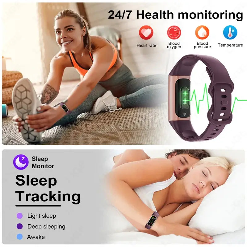 NevoMart 2025 Sport Smart Bracelet Fitness Tracker Waterproof Smartwatch for Men and Women Compatible with Android and iOS