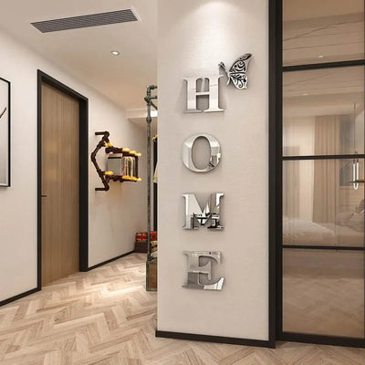 NevoMart HOME Logo 3D Mirror Wall Sticker Entrance Living Room Decoration