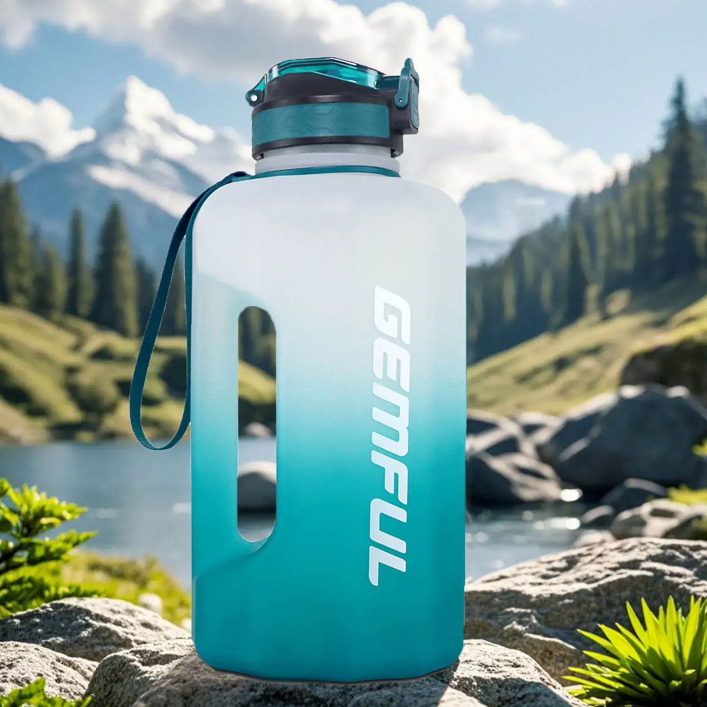 NevoMart 2.2L Large Capacity Sports Water Bottle with Straw, Time Markers, Handle, and Leakproof BPA-Free Design