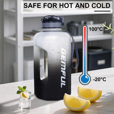 NevoMart 2.2L Large Capacity Sports Water Bottle with Straw, Time Markers, Handle, and Leakproof BPA-Free Design
