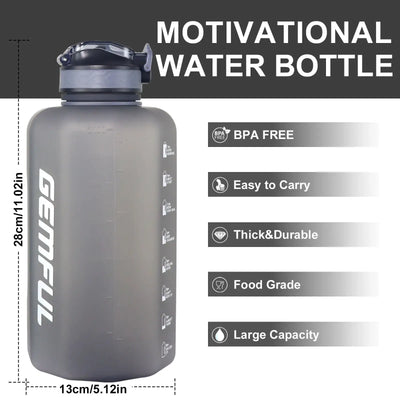 NevoMart 2.2L Large Capacity Sports Water Bottle with Straw, Time Markers, Handle, and Leakproof BPA-Free Design