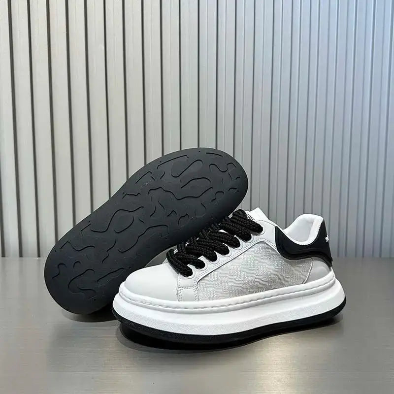 NevoMart men’s leather breathable height-increasing casual sports shoes