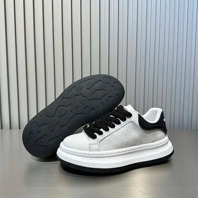 NevoMart men’s leather breathable height-increasing casual sports shoes