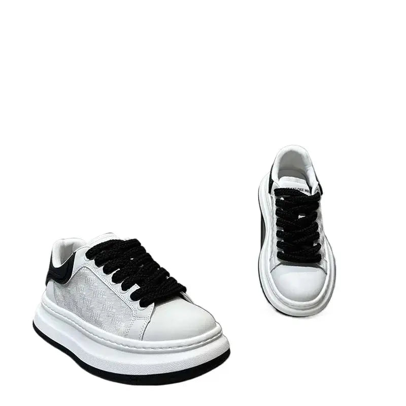 NevoMart men’s leather breathable height-increasing casual sports shoes