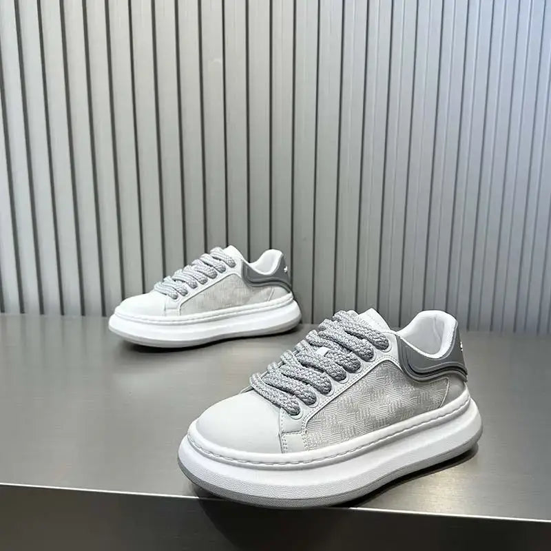 NevoMart men’s leather breathable height-increasing casual sports shoes