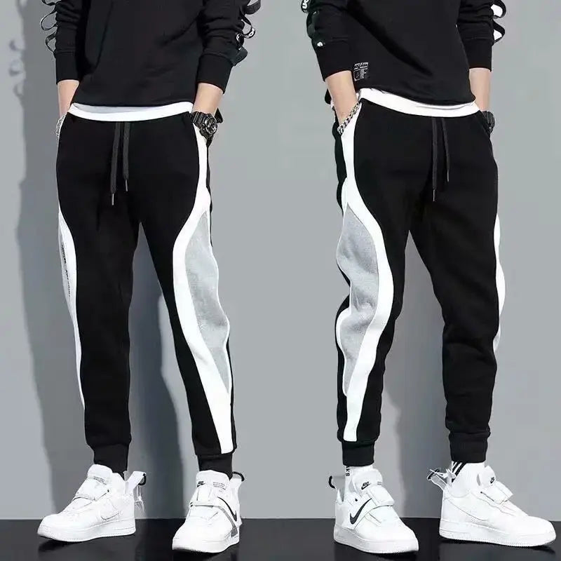 NevoMart Men’s Sports Pants Loose-Fitting Patchwork Running and Training Trousers for Casual Fashion Wear