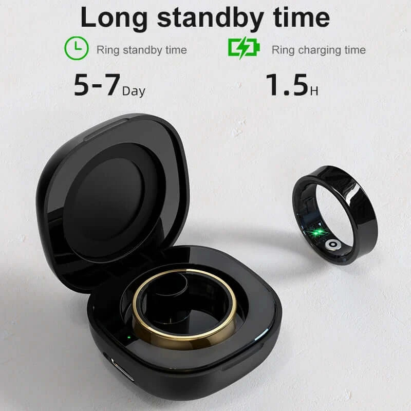 NevoMart R09 Smart Ring with Charging Case for Men and Women