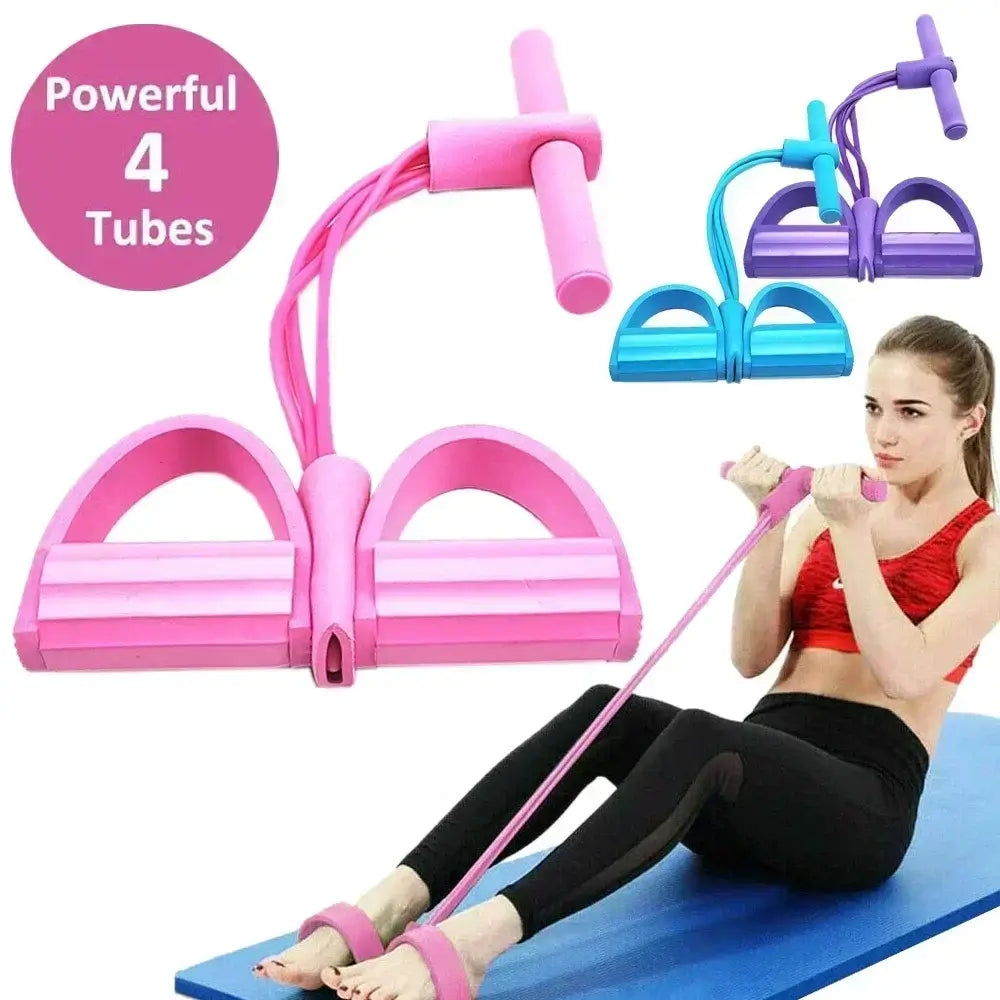 NevoMart Resistance Bands Elastic Pedal Puller with 4 Tubes for Home Fitness, Yoga, Pilates, and Strength Training
