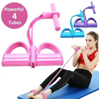 NevoMart Resistance Bands Elastic Pedal Puller with 4 Tubes for Home Fitness, Yoga, Pilates, and Strength Training