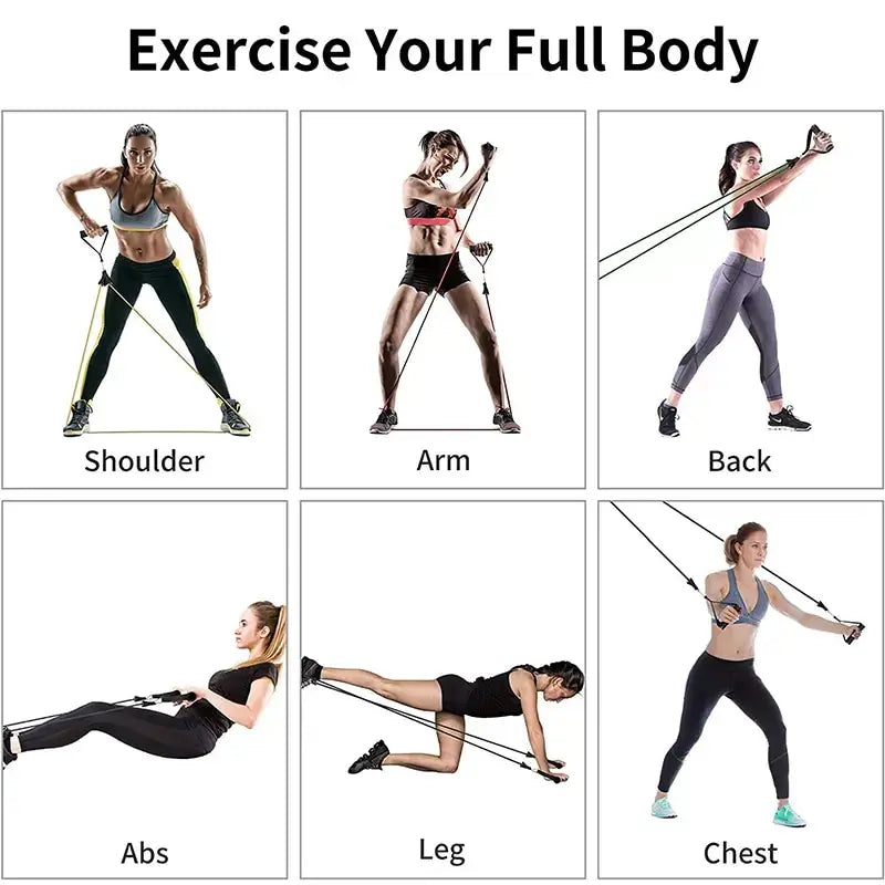 NevoMart Resistance Elastic Bands with Handles, Door Anchor, and Ankle Straps for Full-Body Strength Training and Home Workouts