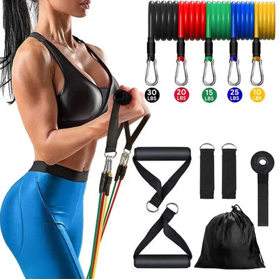 NevoMart Resistance Elastic Bands with Handles, Door Anchor, and Ankle Straps for Full-Body Strength Training and Home Workouts