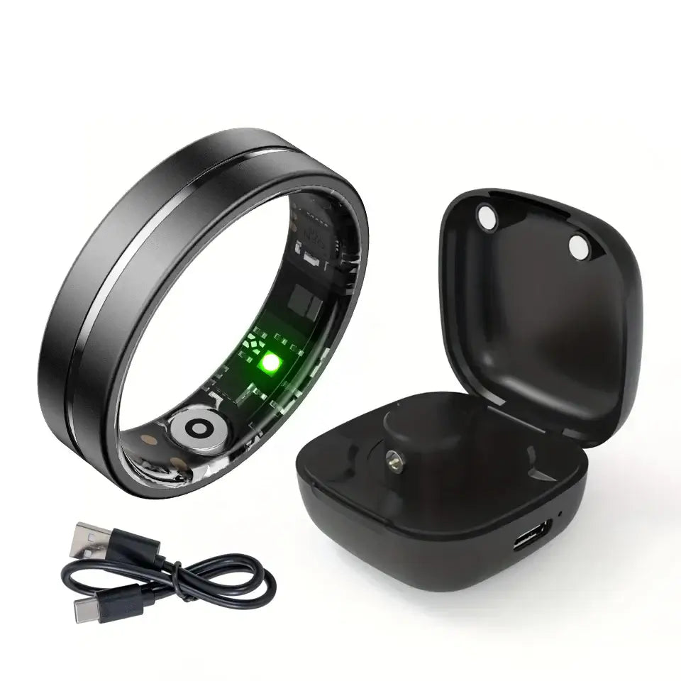 NevoMart Smart Fitness Ring with Heart Rate, Blood Oxygen, and Sleep Monitoring plus Charging Case for Men and Women