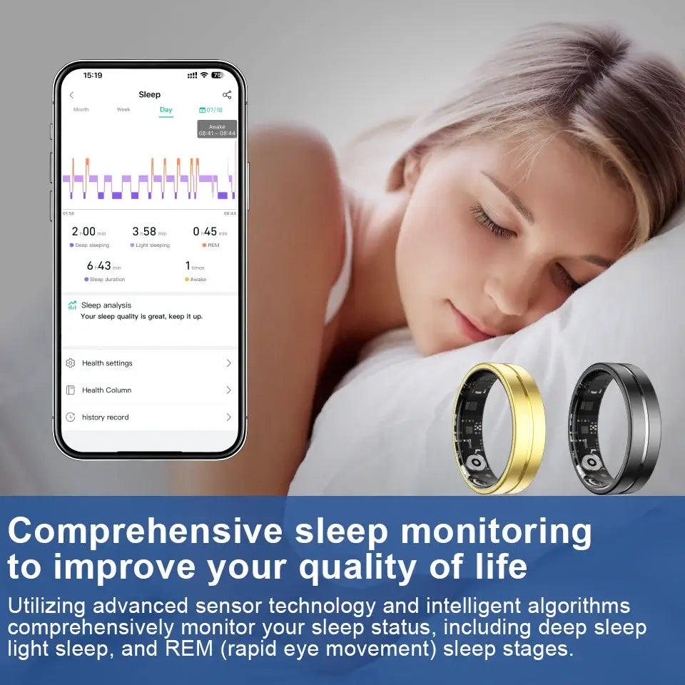 NevoMart Smart Fitness Ring with Heart Rate, Blood Oxygen, and Sleep Monitoring plus Charging Case for Men and Women