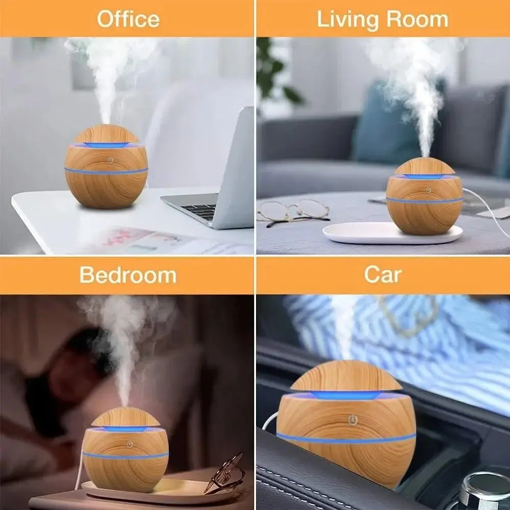 NevoMart Wood Grain Ultrasonic Aroma Diffuser and Cool Mist Air Humidifier for Bedroom and Essential Oil Aromatherapy