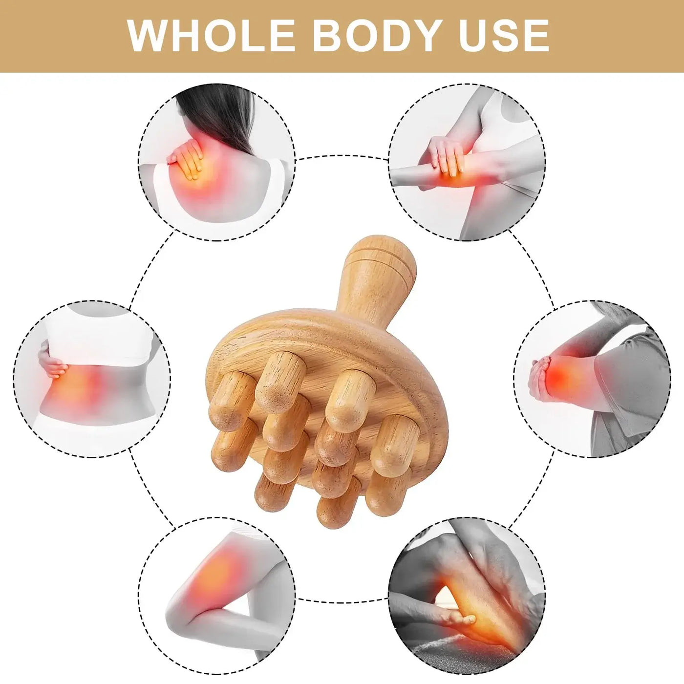 NevoMart Wooden Mushroom Massager for Full Body Muscle Pain Relief
