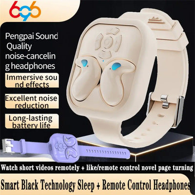 NevoMart Waterproof Bluetooth 5.4 Sleep Headset with Watch Strap Remote Control Mini Earphones